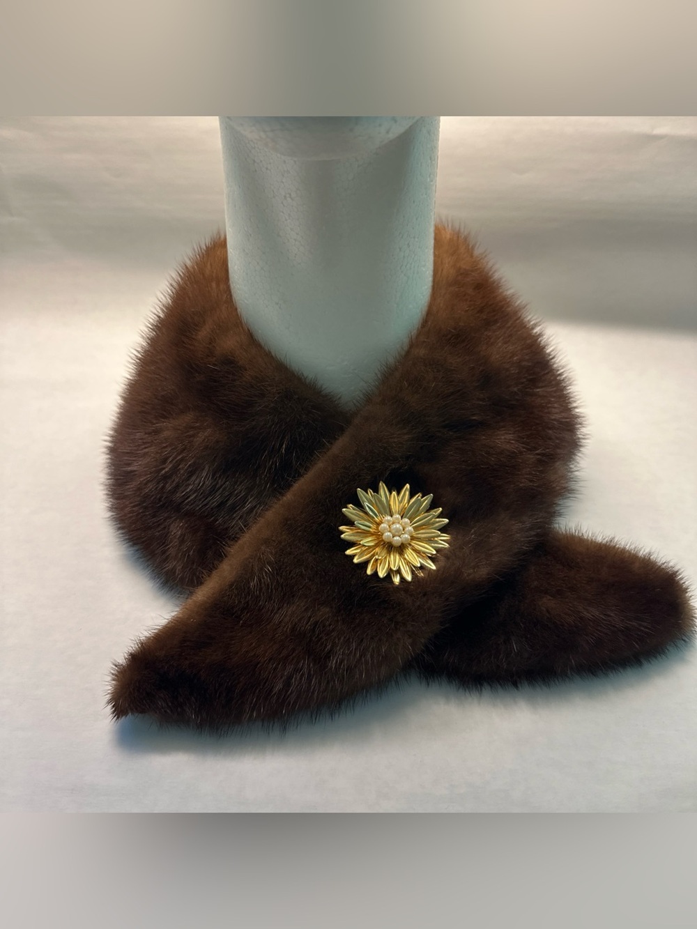 Vintage Brown Mink Fur Collar  30" Lapel Scarf Stole MCM 1950s Mob Wife